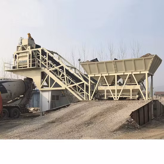Portable Dry Trailer Small Mixing Plants Yhzs35 Mobile Concrete Batching Plant Price